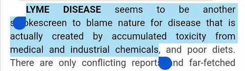 Screenshot of Aajonus material about lyme disease