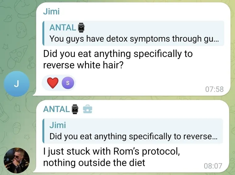 Message supplied with Antal's testimonial about following Rom's protocol