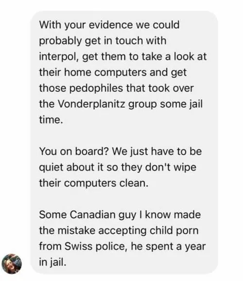 Kim Mia message proposing to get interpol to plant child porn into our computers