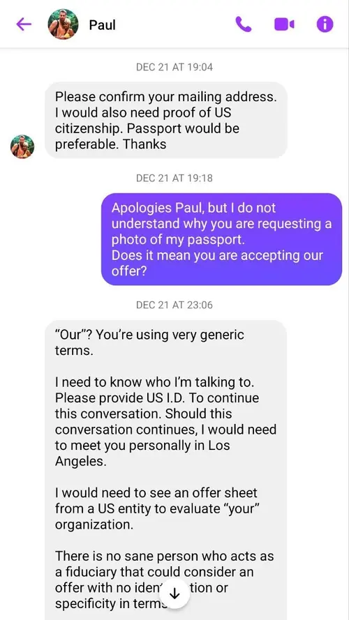 Negotiation screenshot with Paul Kruhm 7