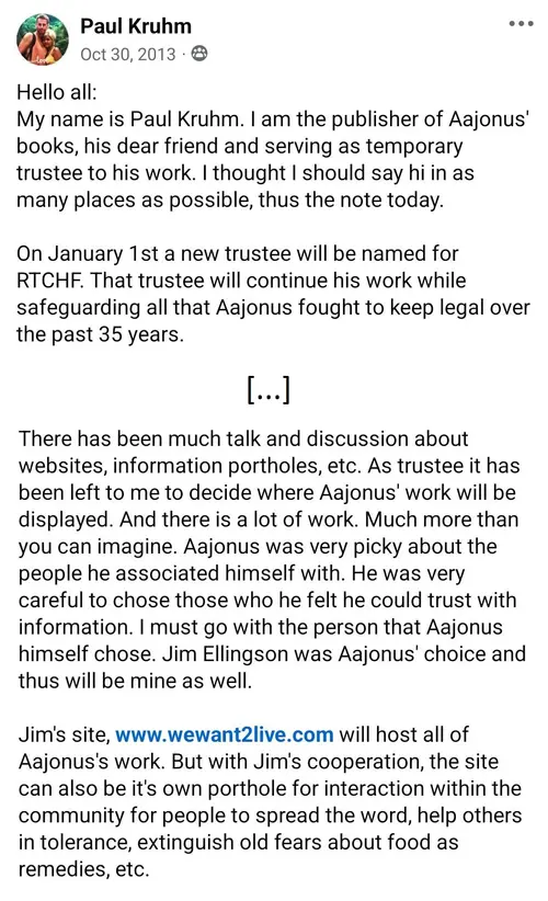 Screenshot identifying Paul Kruhm as trustee