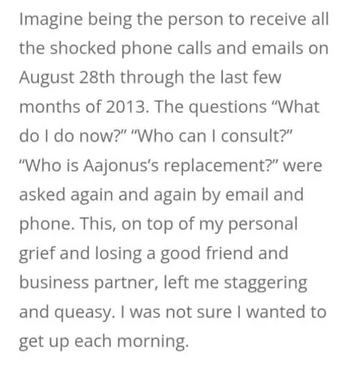 Screenshot of Jim Ellingson writing about questions after Aajonus died and who Aajonus' replacement was