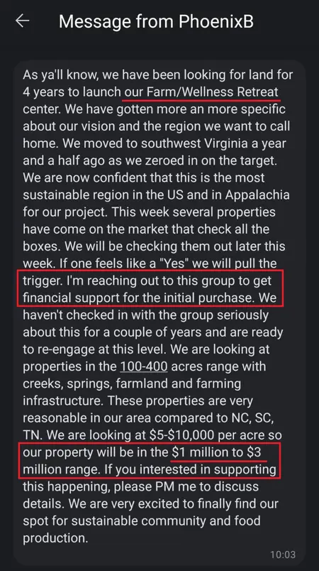 Screenshot of Phoenix crowdfunding evidence