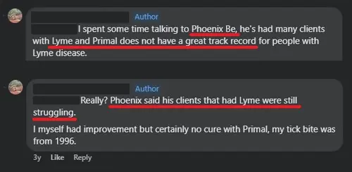 Screenshot of testimony about Phoenix and lyme disease